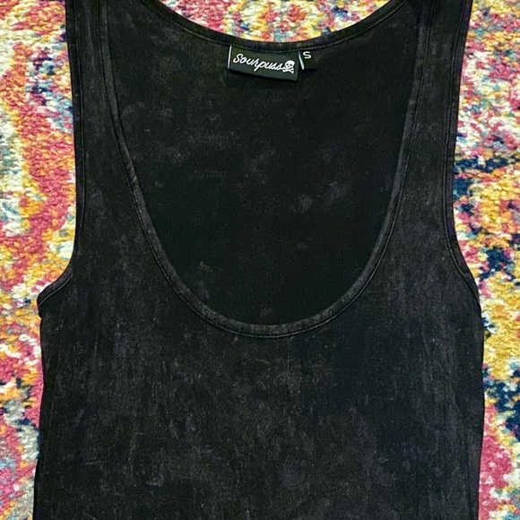 SOURPUSS Mineral Snow Washed Black Skater Dress cottage-core SMALL / MEDIUM EUC - Picture 5 of 13